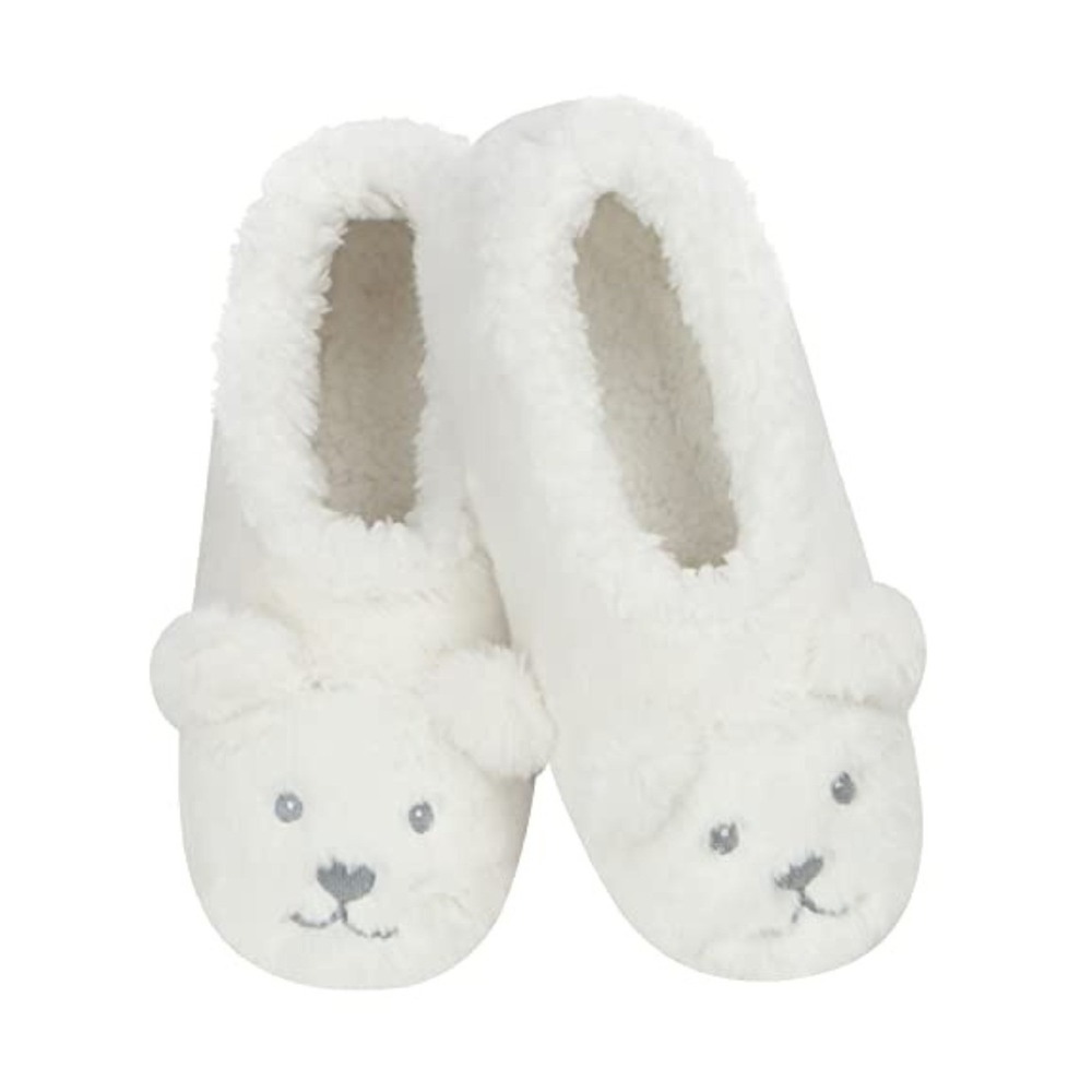 Snoozies Polar Bear Slippers Womens White Sherpa Lined Anti Skid 9/10 NWT